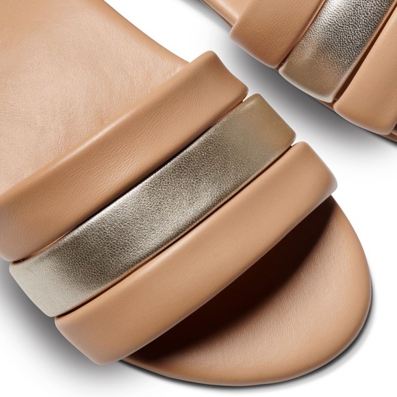 NIB Beek Calibird Honey Brown Platinum Leather Slide Sandals 9 Anthropologie - Picture 4 of 4